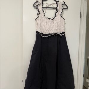 Free People Black and White Ruffle Dress